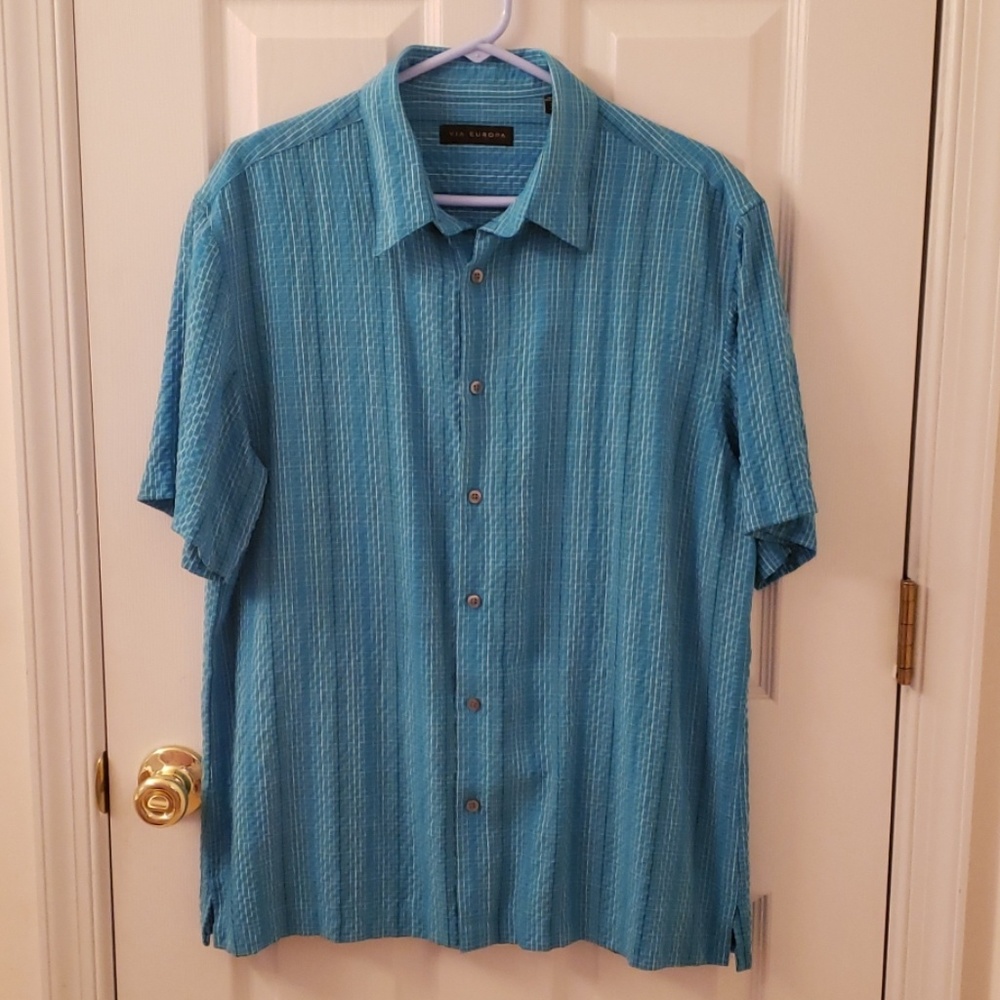Men's Via Europa Casual Button Down SS Shirt
